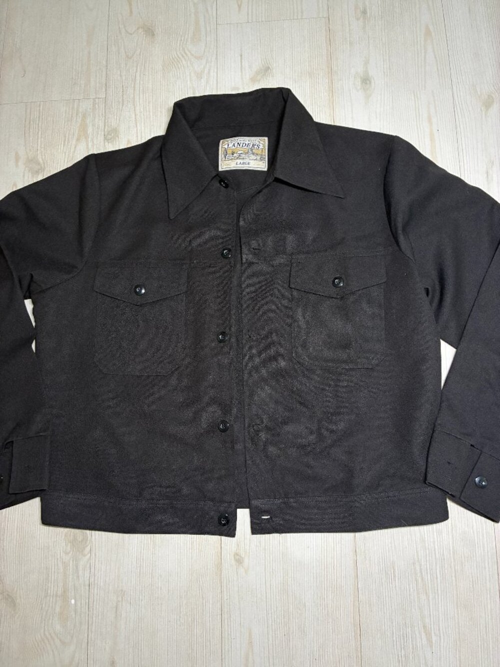 Vintage Lander's Women's Black Shirt Jacket Shacket 100% Polyester Size Large